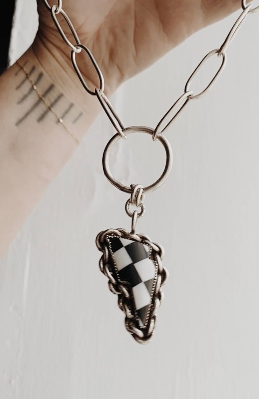 Checkered Bowie Bolt Necklace