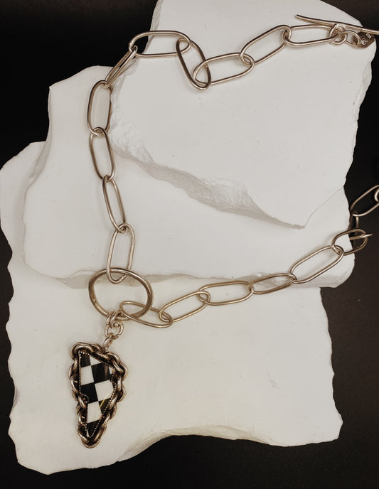 Checkered Bowie Bolt Necklace